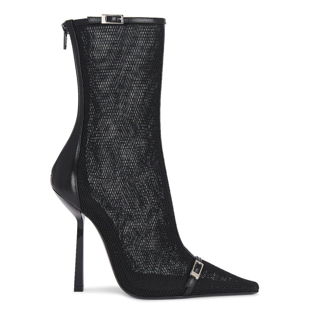 New SAINT LAURENT Aston Pointed Toe Sock Bootie In Black Size 38 - Picture 2 of 9